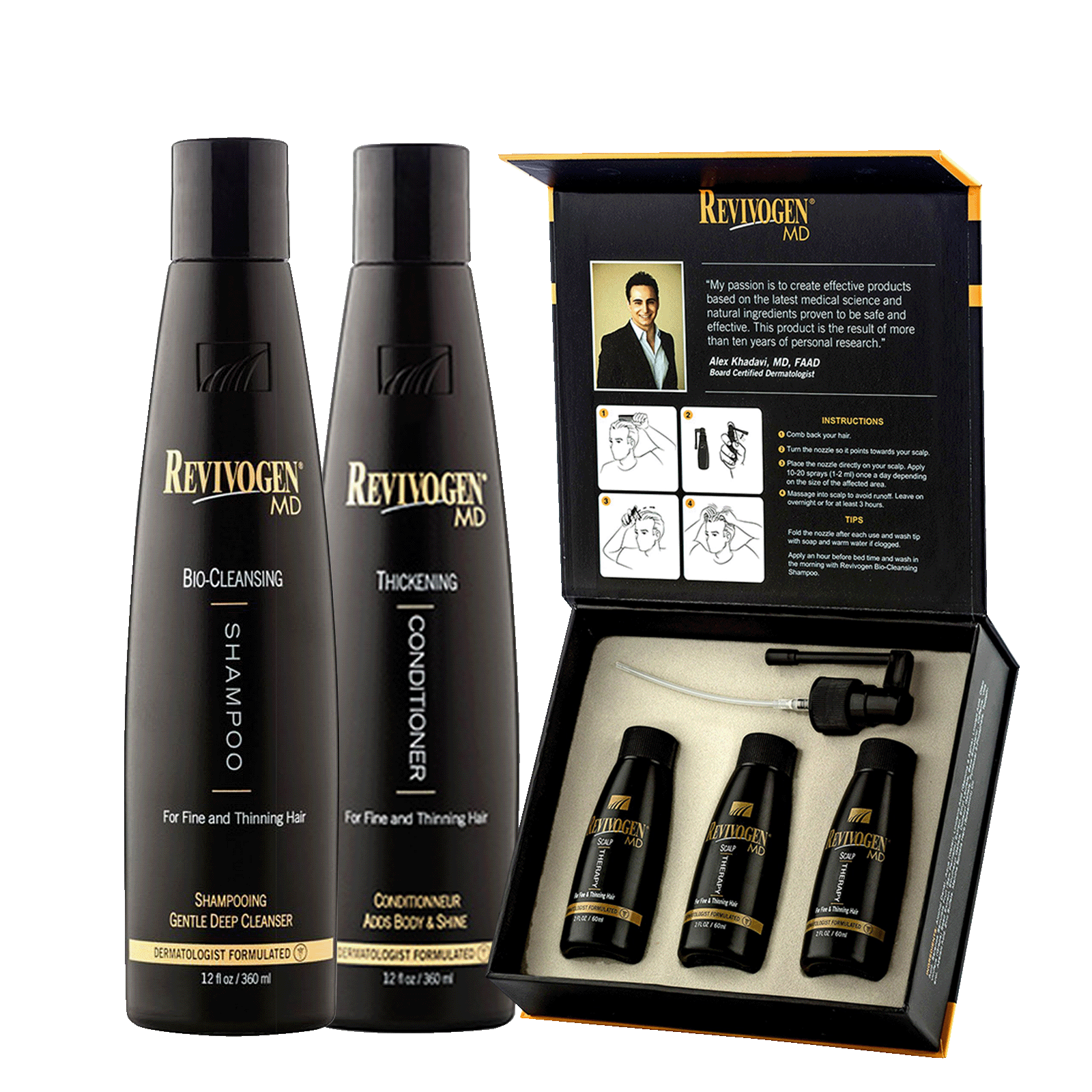 REVIVOGEN MD BIO-CLEANSING SHAMPOO + CONDITIONER + TREATMENT KIT