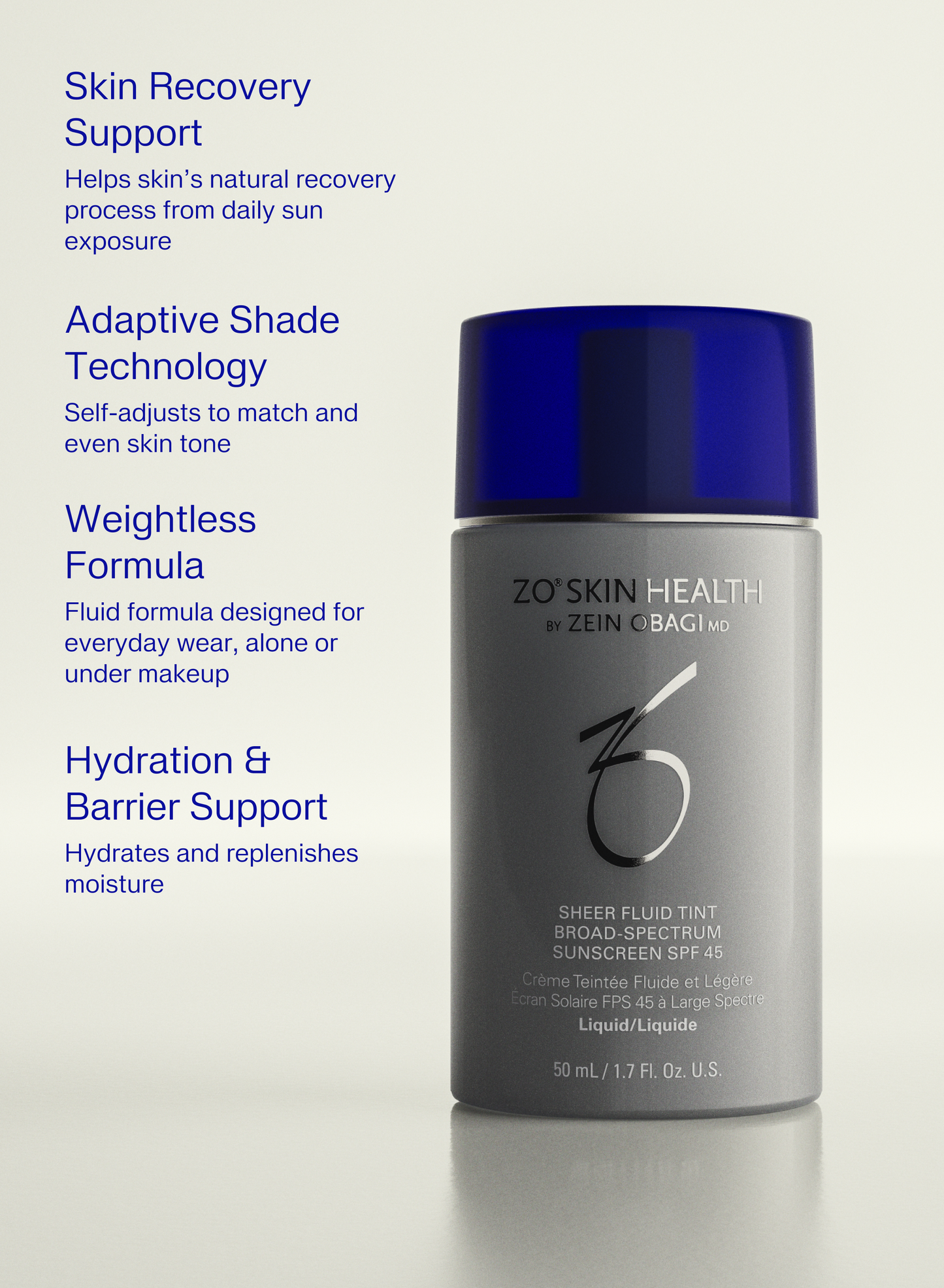 ZO Skin Health : Fluide transparent à large spectre FPS 50, 50 ml / 1,7 oz liq.