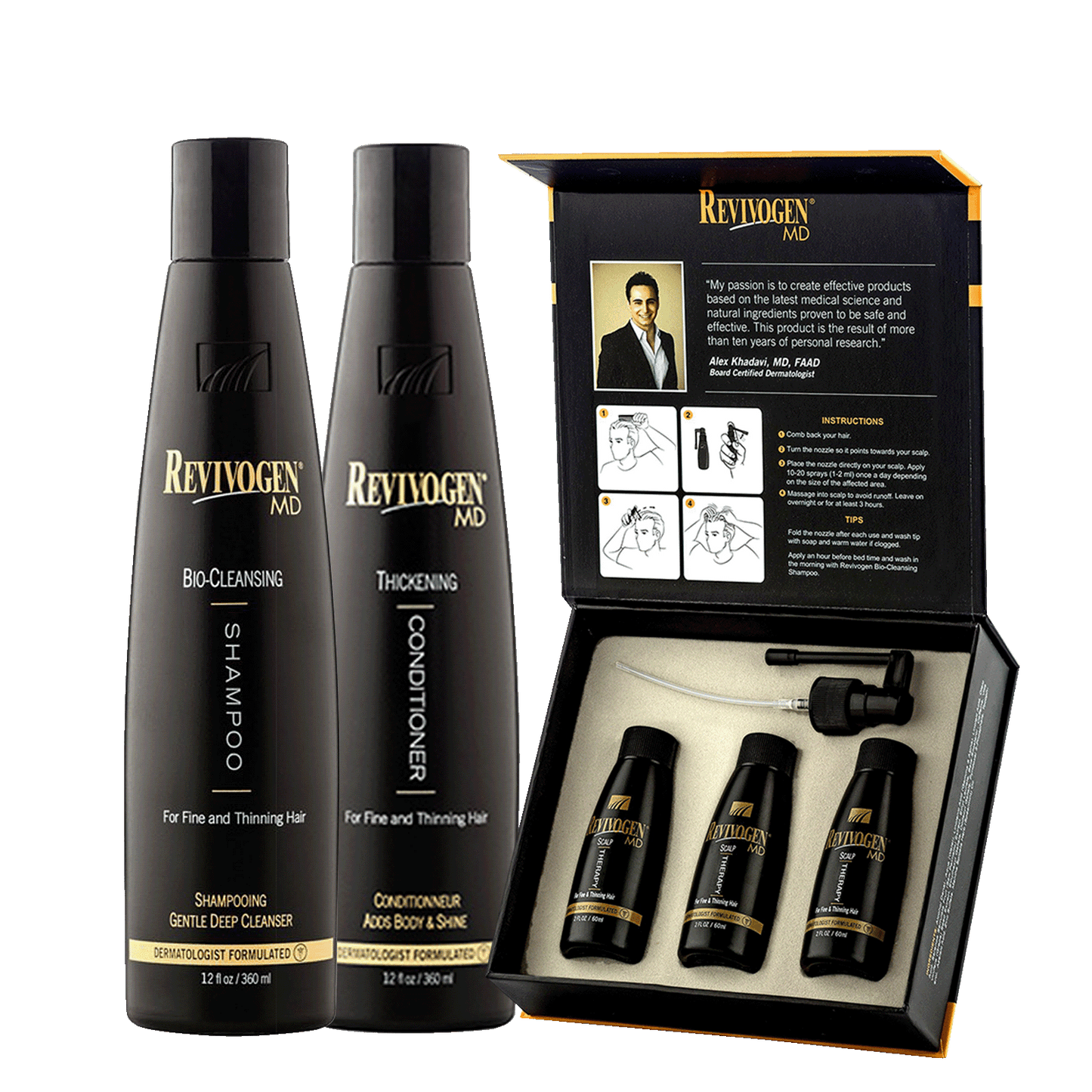 REVIVOGEN MD BIO-CLEANSING SHAMPOO + CONDITIONER + TREATMENT KIT